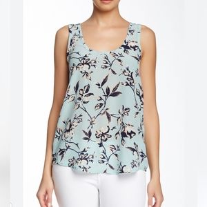 Joie Annabeth Light Blue Floral Print Silk Tank Top Sleeveless Size Small